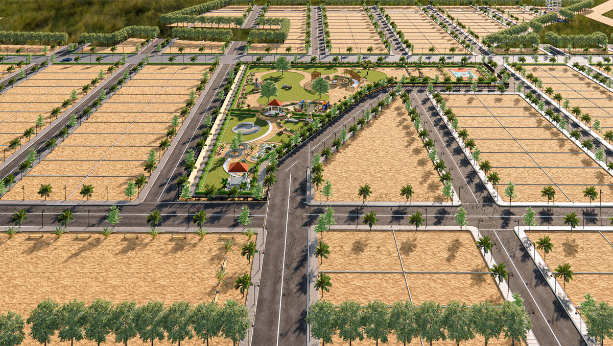 Aerial view of Subhaga plotted layout